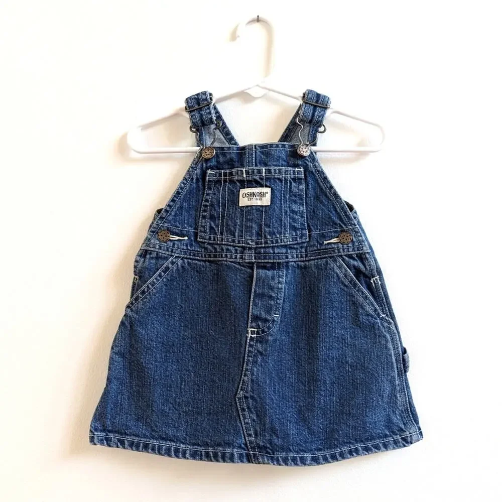 Vtg Y2K Oshkosh Bgosh Denim Skirtall Baby Girls Sz 12m Classic